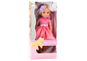 Lalka Różowa Sukienka Spinka Szczotka Lean Toys 38cm 18172 3l+