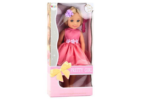 Lalka Różowa Sukienka Spinka Szczotka Lean Toys 38cm 18172 3l+ Lalka Różowa Sukienka Spinka Szczotka Lean Toys 38cm 18172 3l+