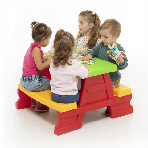 Stolik ogrodowy piknikowy dziecięcy z ławkami Dohany 5067 czerwony 2l+