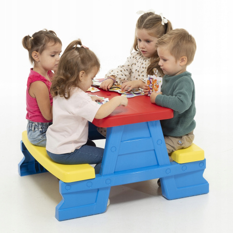 Stolik ogrodowy piknikowy dziecięcy z ławkami Dohany 5067 niebieski 2l+