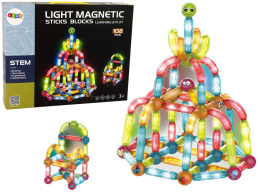 Świecące Klocki Magnetyczne Edukacyjne 102 El. Lean Toys 14657 3l+