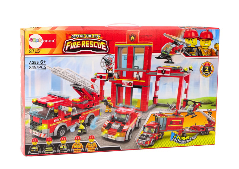 Zestaw Klocków Straż Pożarna Baza Pojazdu 845 El. Lean Toys 18305 6l+ Zestaw Klocków Straż Pożarna Baza Pojazdu 845 El. Lean Toys 18305 6l+