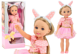 Lalka Różowa Sukienka Opaska Szczotka 38cm Lean Toys 18171 3l+
