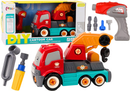 Ciężarówka do skręcania DIY Pomarańczowy Dźwig Lean Toys 18651 3l+