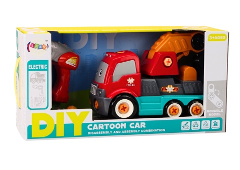Ciężarówka do skręcania DIY Pomarańczowy Dźwig Lean Toys 18651 3l+ Ciężarówka do skręcania DIY Pomarańczowy Dźwig Lean Toys 18651 3l+