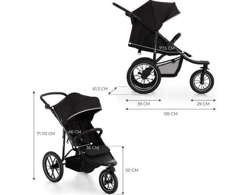Wózek spacerowy sportowy Kinderkraft Helsi 2 Black Wózek spacerowy sportowy Kinderkraft Helsi 2 Black
