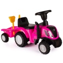 Jeździk traktor + przyczepa i narzędzia Top Kids New Holland róż 12 m+