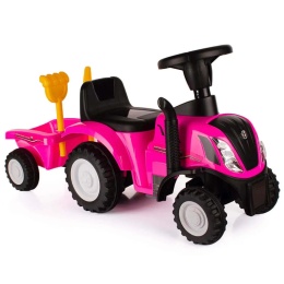 Jeździk traktor + przyczepa i narzędzia Top Kids New Holland róż 12 m+