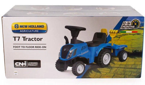 Jeździk traktor + przyczepa i narzędzia Top Kids New Holland róż 12 m+