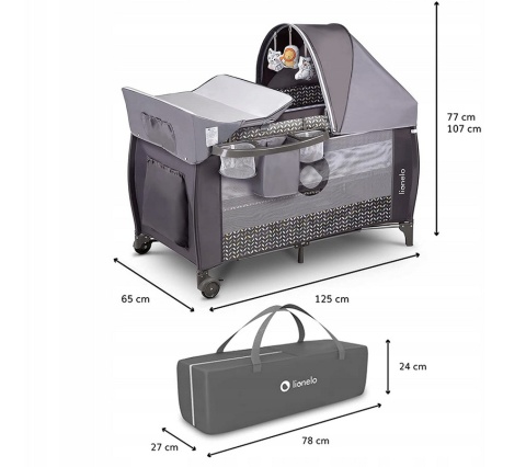 Łóżeczko turystyczne Lionelo Sven Plus Grey Scandi