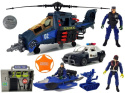 Zestaw Policyjny Helikopter Auto Łódź Dźwięk Broń Lean Toys 7889 3l+
