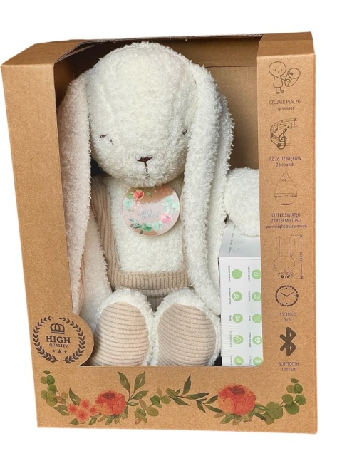 Szumio Bunnie biały króliczek z lampką, dźwiękami, bluetooth 0+