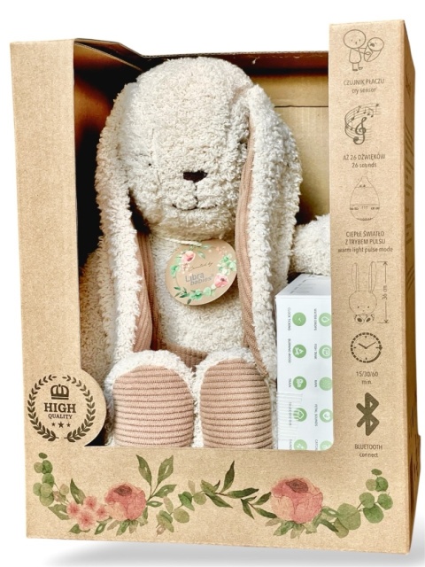 Szumio Bunnie beżowy króliczek z lampką, dźwiękami, bluetooth 0+