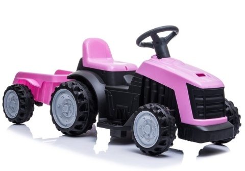 Traktor na akumulator z przyczepą Lean Toys TR1908T różowy 4184 3l+