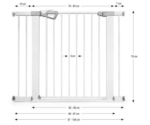 Bramka zabezpieczająca z rozszerzeniami Milly Mally Guardy 104 White