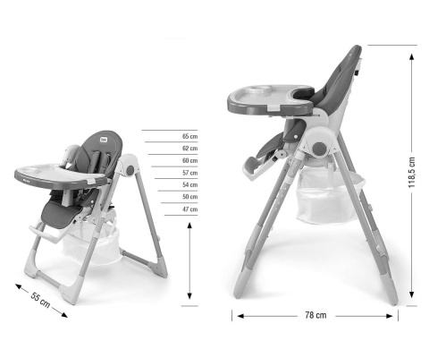 Krzesełko do karmienia Milly Mally Bueno Grey