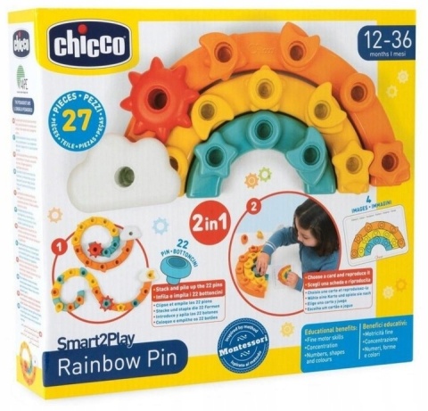Zabawka edukacyjna kolorowe pinezki tęcza wpinki Chicco 12m+
