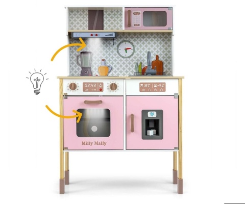 Zabawkowa drewniana kuchnia Milly Mally Bjorn Pink 3l+
