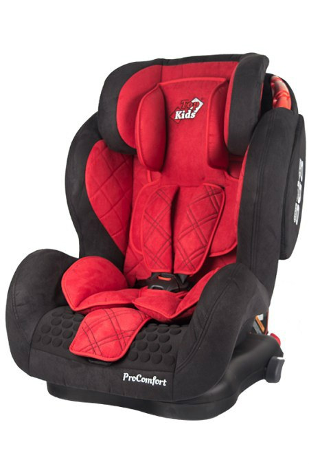 Fotelik samochodowy 9-36 kg Top Kids Pro Comfort ISOFIX zamsz red